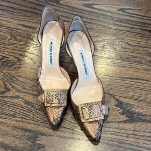 Manolo Blahnik Tan Snakeskin Heels